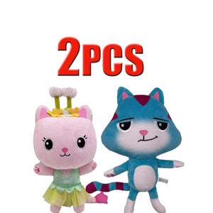 Planet Gates 25cm 7-piece Gabby doll house plush toy cartoon stuffed animal mermaid cat mermaid plush doll children's Christmas gift