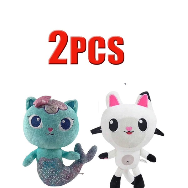 Planet Gates 25cm 7-piece Gabby doll house plush toy cartoon stuffed animal mermaid cat mermaid plush doll children's Christmas gift