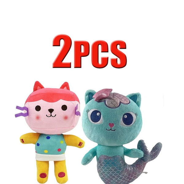 Planet Gates 25cm 7-piece Gabby doll house plush toy cartoon stuffed animal mermaid cat mermaid plush doll children's Christmas gift