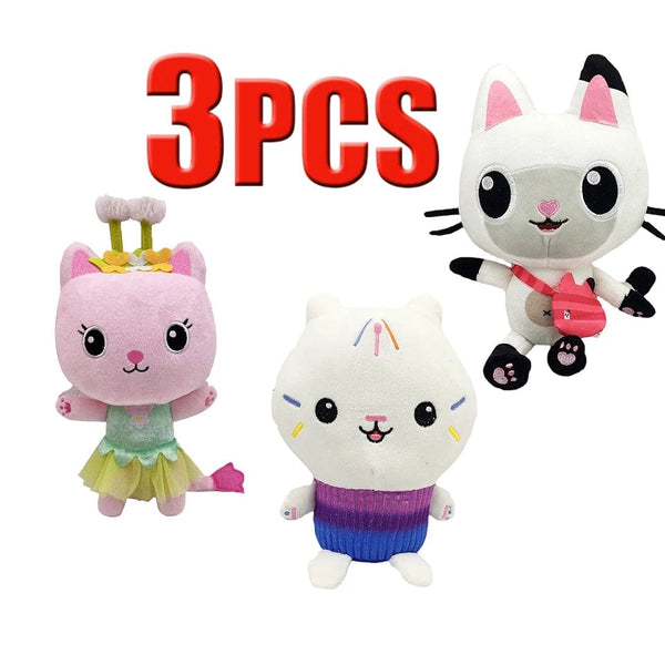 Planet Gates 25cm 7-piece Gabby doll house plush toy cartoon stuffed animal mermaid cat mermaid plush doll children's Christmas gift