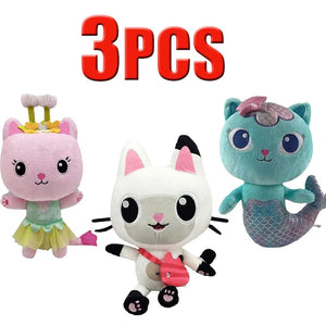 Planet Gates 25cm 7-piece Gabby doll house plush toy cartoon stuffed animal mermaid cat mermaid plush doll children's Christmas gift