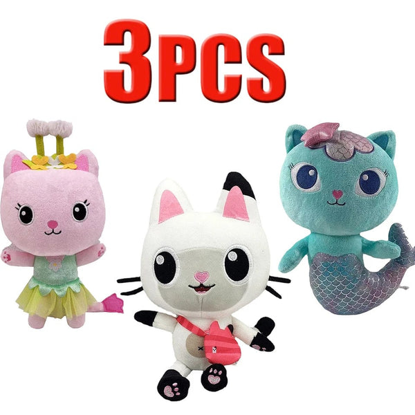 Planet Gates 25cm 7-piece Gabby doll house plush toy cartoon stuffed animal mermaid cat mermaid plush doll children's Christmas gift