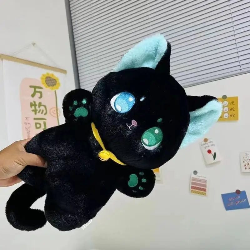 Planet Gates 25cm Black and White Cat Plush Toy Grab Stuffed Animal Patung Dolls Children Toys Gifts Halloween Gifts Toys for Kids Girl