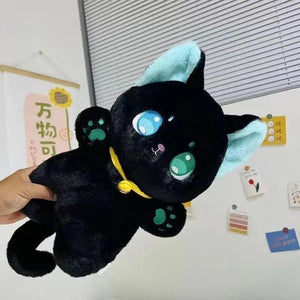 Planet Gates 25cm Black and White Cat Plush Toy Grab Stuffed Animal Patung Dolls Children Toys Gifts Halloween Gifts Toys for Kids Girl