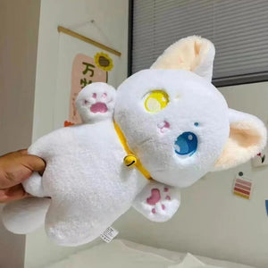 Planet Gates 25cm Black and White Cat Plush Toy Grab Stuffed Animal Patung Dolls Children Toys Gifts Halloween Gifts Toys for Kids Girl