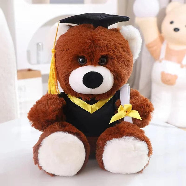 Planet Gates 25cm Brown Bear Graduate Plush Dolls Doctor Capybara Owl Bear Plush Toy Cute Stuffed Animal Toy Doll Soft Cartoon Pillow Graduation Gift