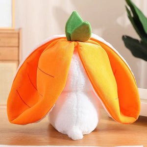 Planet Gates 25cm Cosplay Strawberry Carrot Rabbit Plush Toy Stuffed Creative Bag into Fruit Transform Baby Cuddly Bunny Plushie Doll For Kid