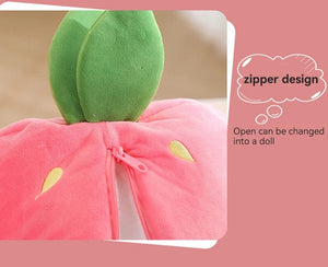 Planet Gates 25cm Cosplay Strawberry Carrot Rabbit Plush Toy Stuffed Creative Bag into Fruit Transform Baby Cuddly Bunny Plushie Doll For Kid