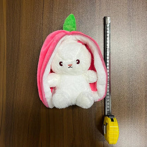 Planet Gates 25cm Cosplay Strawberry Carrot Rabbit Plush Toy Stuffed Creative Bag into Fruit Transform Baby Cuddly Bunny Plushie Doll For Kid