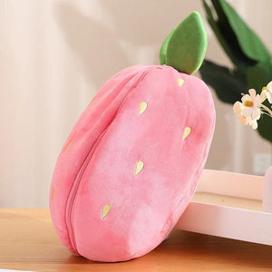Planet Gates 25cm Cosplay Strawberry Carrot Rabbit Plush Toy Stuffed Creative Bag into Fruit Transform Baby Cuddly Bunny Plushie Doll For Kid