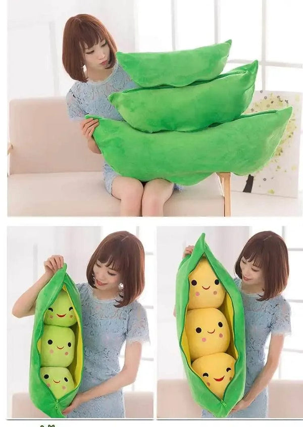 Planet Gates 25CM Cute Children's Baby Plush Peas Filled Plant Doll Toy Children Kawaii Quality Pea-shaped Pillow Toy Boy Girl Gift