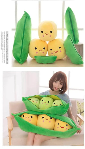Planet Gates 25CM Cute Children's Baby Plush Peas Filled Plant Doll Toy Children Kawaii Quality Pea-shaped Pillow Toy Boy Girl Gift