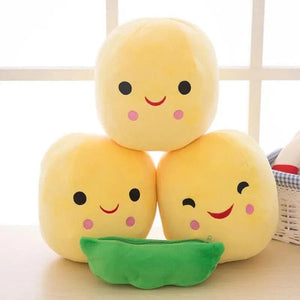 Planet Gates 25CM Cute Children's Baby Plush Peas Filled Plant Doll Toy Children Kawaii Quality Pea-shaped Pillow Toy Boy Girl Gift