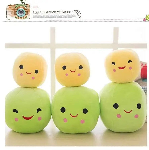 Planet Gates 25CM Cute Children's Baby Plush Peas Filled Plant Doll Toy Children Kawaii Quality Pea-shaped Pillow Toy Boy Girl Gift