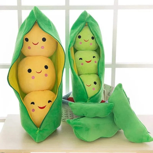 Planet Gates 25CM Cute Children's Baby Plush Peas Filled Plant Doll Toy Children Kawaii Quality Pea-shaped Pillow Toy Boy Girl Gift