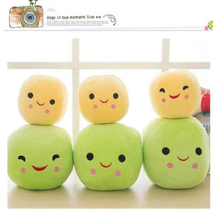 Planet Gates 25CM Cute Children's Baby Plush Peas Filled Plant Doll Toy Children Kawaii Quality Pea-shaped Pillow Toy Boy Girl Gift