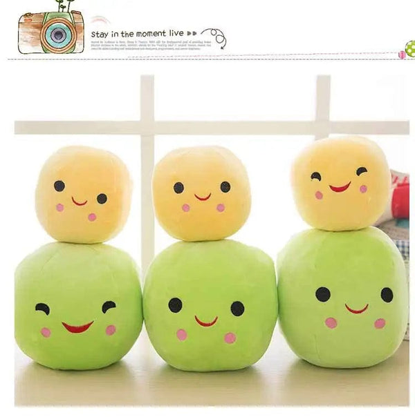Planet Gates 25CM Cute Children's Baby Plush Peas Filled Plant Doll Toy Children Kawaii Quality Pea-shaped Pillow Toy Boy Girl Gift