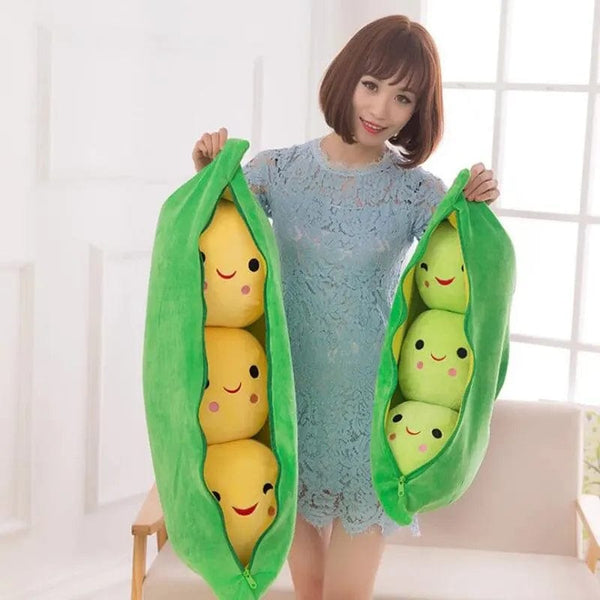 Planet Gates 25CM Cute Children's Baby Plush Peas Filled Plant Doll Toy Children Kawaii Quality Pea-shaped Pillow Toy Boy Girl Gift