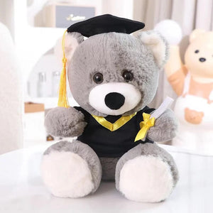 Planet Gates 25cm Grey Bear Graduate Plush Dolls Doctor Capybara Owl Bear Plush Toy Cute Stuffed Animal Toy Doll Soft Cartoon Pillow Graduation Gift
