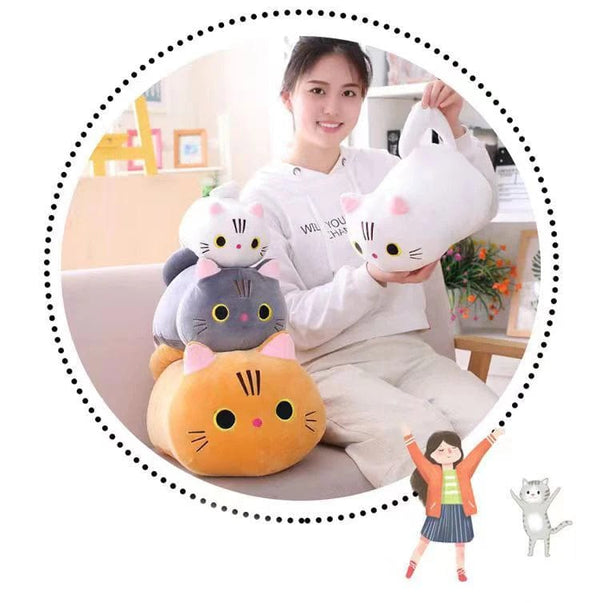Planet Gates 25CM Lovely Cartoon Cat Dolls Stuffed Soft Animal Kitten Plush Pillow Toys Kawaii White Black Cat Gift for Boys Girls