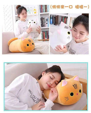 Planet Gates 25CM Lovely Cartoon Cat Dolls Stuffed Soft Animal Kitten Plush Pillow Toys Kawaii White Black Cat Gift for Boys Girls