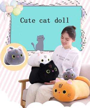 Planet Gates 25CM Lovely Cartoon Cat Dolls Stuffed Soft Animal Kitten Plush Pillow Toys Kawaii White Black Cat Gift for Boys Girls