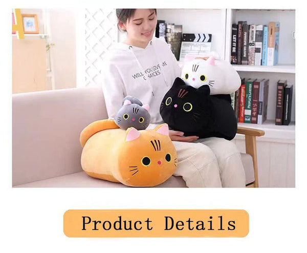 Planet Gates 25CM Lovely Cartoon Cat Dolls Stuffed Soft Animal Kitten Plush Pillow Toys Kawaii White Black Cat Gift for Boys Girls