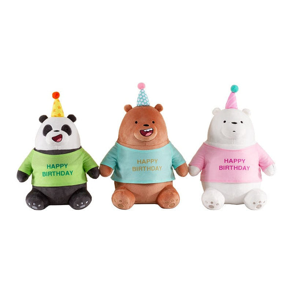 Planet Gates 25cm Original Kawaii We Bare Bears Toy Happy Birthday Series Plush Toy Cartoon Ice Bear Grizzly Panda Stuffed Doll Gift