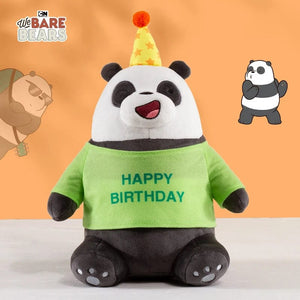 Planet Gates 25cm Original Kawaii We Bare Bears Toy Happy Birthday Series Plush Toy Cartoon Ice Bear Grizzly Panda Stuffed Doll Gift