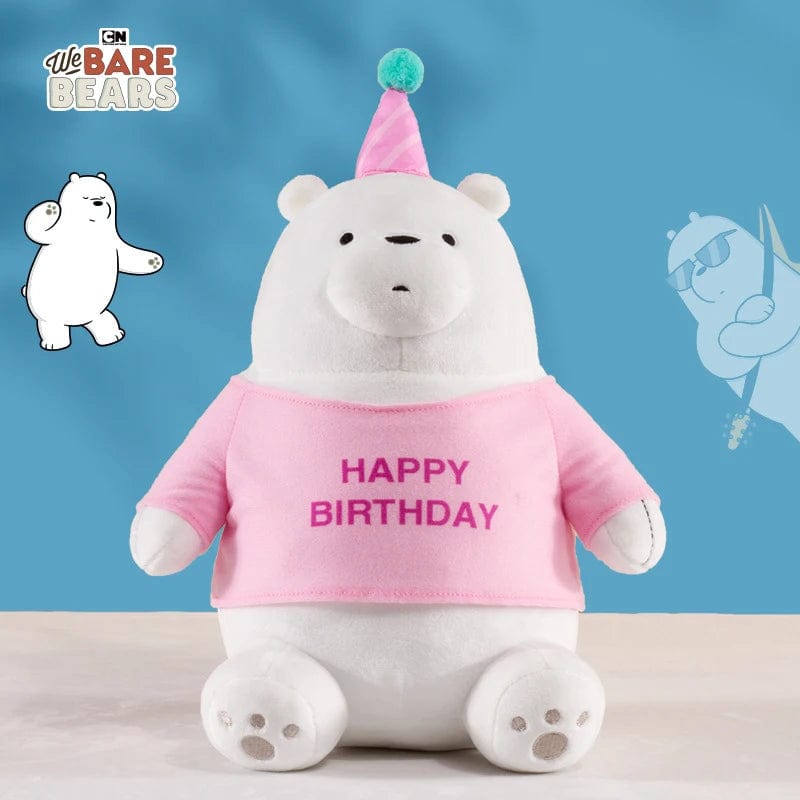 Planet Gates 25cm Original Kawaii We Bare Bears Toy Happy Birthday Series Plush Toy Cartoon Ice Bear Grizzly Panda Stuffed Doll Gift