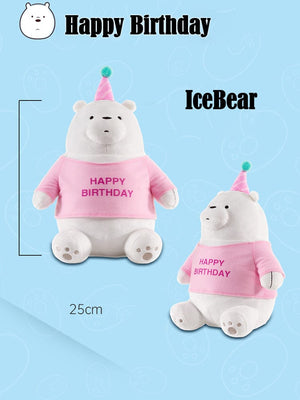 Planet Gates 25cm Original Kawaii We Bare Bears Toy Happy Birthday Series Plush Toy Cartoon Ice Bear Grizzly Panda Stuffed Doll Gift