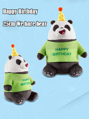 Planet Gates 25cm Original Kawaii We Bare Bears Toy Happy Birthday Series Plush Toy Cartoon Ice Bear Grizzly Panda Stuffed Doll Gift
