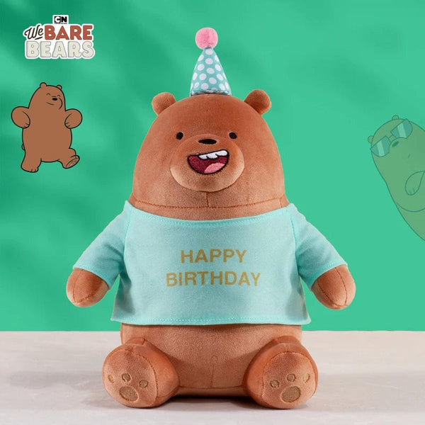 Planet Gates 25cm Original Kawaii We Bare Bears Toy Happy Birthday Series Plush Toy Cartoon Ice Bear Grizzly Panda Stuffed Doll Gift