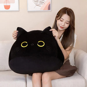Planet Gates 25cm Round Ball Cat Plush Pillow Toys Soft Stuffed Cartoon Animal Doll Black Cats Nap Cushion Christmas Birthday Gift For Kids