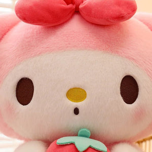 Planet Gates 25cm Sanrio Strawberry Kuromi Pillow Plush Toy Girls Soft Stuffed Animal Toys Strawberry Melody Doll Gift