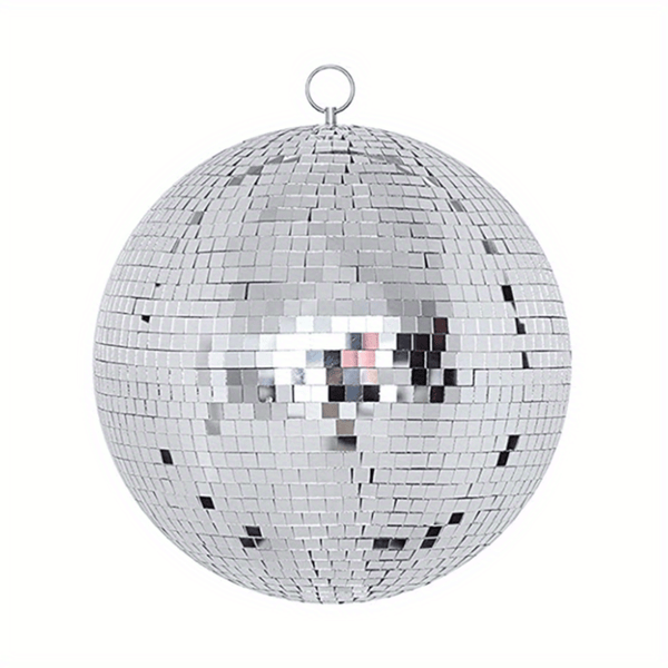 Planet Gates 25cm Silver 1pc, Glass Mirror Reflective Disco Ball Christmas Ball Bar Photography Props Wedding Baking Cake Decoration Decoration