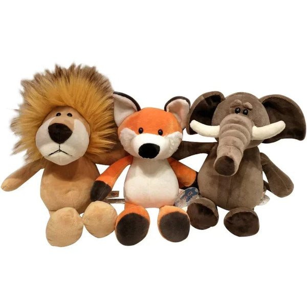 Planet Gates 25cm Stuffed Lifelike Lion Tiger Elephant Monkey Leopard Giraffe Raccoon Doll Simulation Forest Animals Plush Toys for Kids Gift