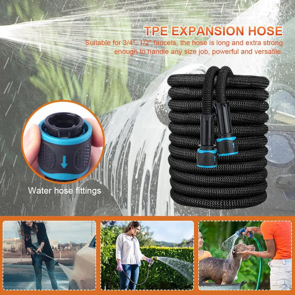 Planet Gates 25FT-200FT Expandable Flexible Water Hose Car Wash Hose Water Gun Hose Garden Sprayer Gardening Watering Hose Irrigation Tools
