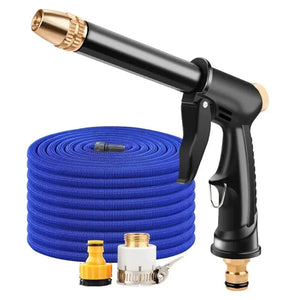 Planet Gates 25ft / Blue with foam pot High Quality Flexible Expandable Garden Hose High Pressure Nozzle Spraye Washer Gun Car Wash Hose Expandable Garden Water Hose
