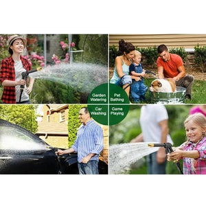 Planet Gates 25ft / Blue with foam pot High Quality Flexible Expandable Garden Hose High Pressure Nozzle Spraye Washer Gun Car Wash Hose Expandable Garden Water Hose