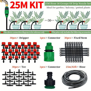 Planet Gates 25M Watering Kit 1pc Garden Irrigation Set DIY Greenhouse DIY Drip Irrigation System Automatic Watering Garden Hose Micro Drip Watering Kits With Adjustable Drippers, 15-30m