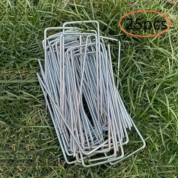 Planet Gates 25pcs 15/25pcs Galvanized Garden Landscape Pin, U-shaped Lawn Fabric Landscape Pin For Safety Garden Flower Plants Supplies, Garden Balcony Planting Supplies, Planters & Container Accessories