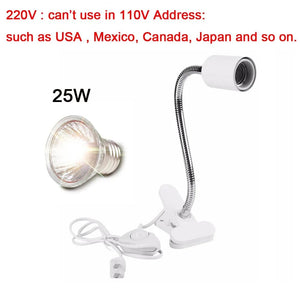Planet Gates 25W and White holder / CHINA UVA+UVB 3.0 Reptile lamp Set with Clip-on Bulb Lamp Holder Turtle Basking UV Heating Lamp Kit Tortoises Light Lizards Lighting