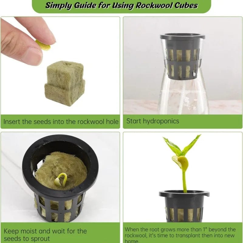 Planet Gates 25x25x25 50pcs 25x25x25mm Stonewool Hydroponic Grow Media Cubes Plant Cubes Soilless Substrate Seeded Rock Wool Plug Seedling Block