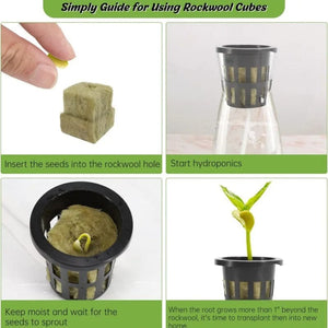 Planet Gates 25x25x25 50pcs 25x25x25mm Stonewool Hydroponic Grow Media Cubes Plant Cubes Soilless Substrate Seeded Rock Wool Plug Seedling Block