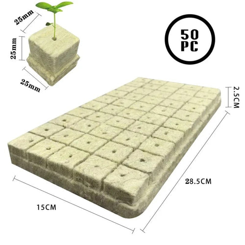 Planet Gates 25x25x25 50pcs 25x25x25mm Stonewool Hydroponic Grow Media Cubes Plant Cubes Soilless Substrate Seeded Rock Wool Plug Seedling Block
