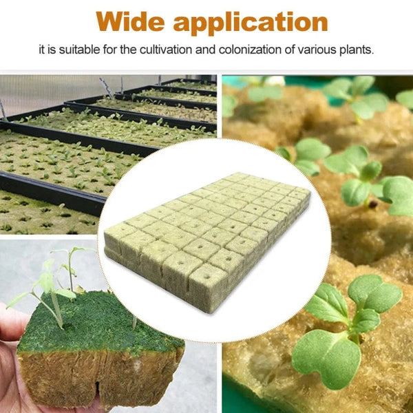 Planet Gates 25x25x25 50pcs 25x25x25mm Stonewool Hydroponic Grow Media Cubes Plant Cubes Soilless Substrate Seeded Rock Wool Plug Seedling Block
