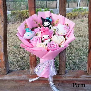 Planet Gates 26 Hello Kitty Cartoon Plush Bouquet  Anime  Rose Soap Flowers  Doll Home Wedding Decoration Christmas Valentine's Day Gift