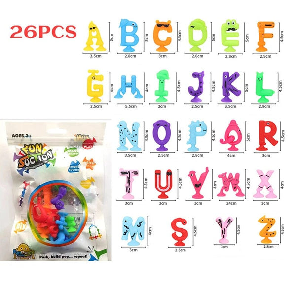 Planet Gates 26 pcs letter / CHINA Soft Building Blocks Suction Cup Toys DIY Puzzle Sticky Game Children Bath Toys Montessori Sensory Stress Release Toy for Autism