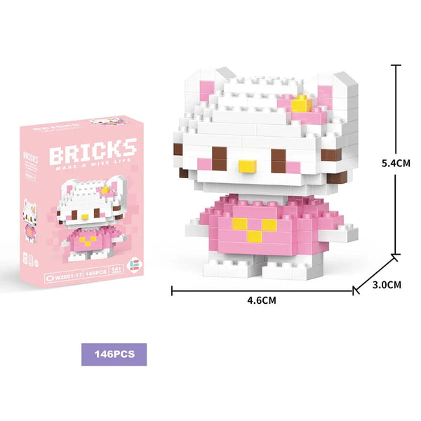 Planet Gates 26 / With Box Hello Kitty Action Figure Building Blocks for Lego Melody Children Toys Kuromi Anime Peripherals 3D Puzzle Kawaii Kids Gifts